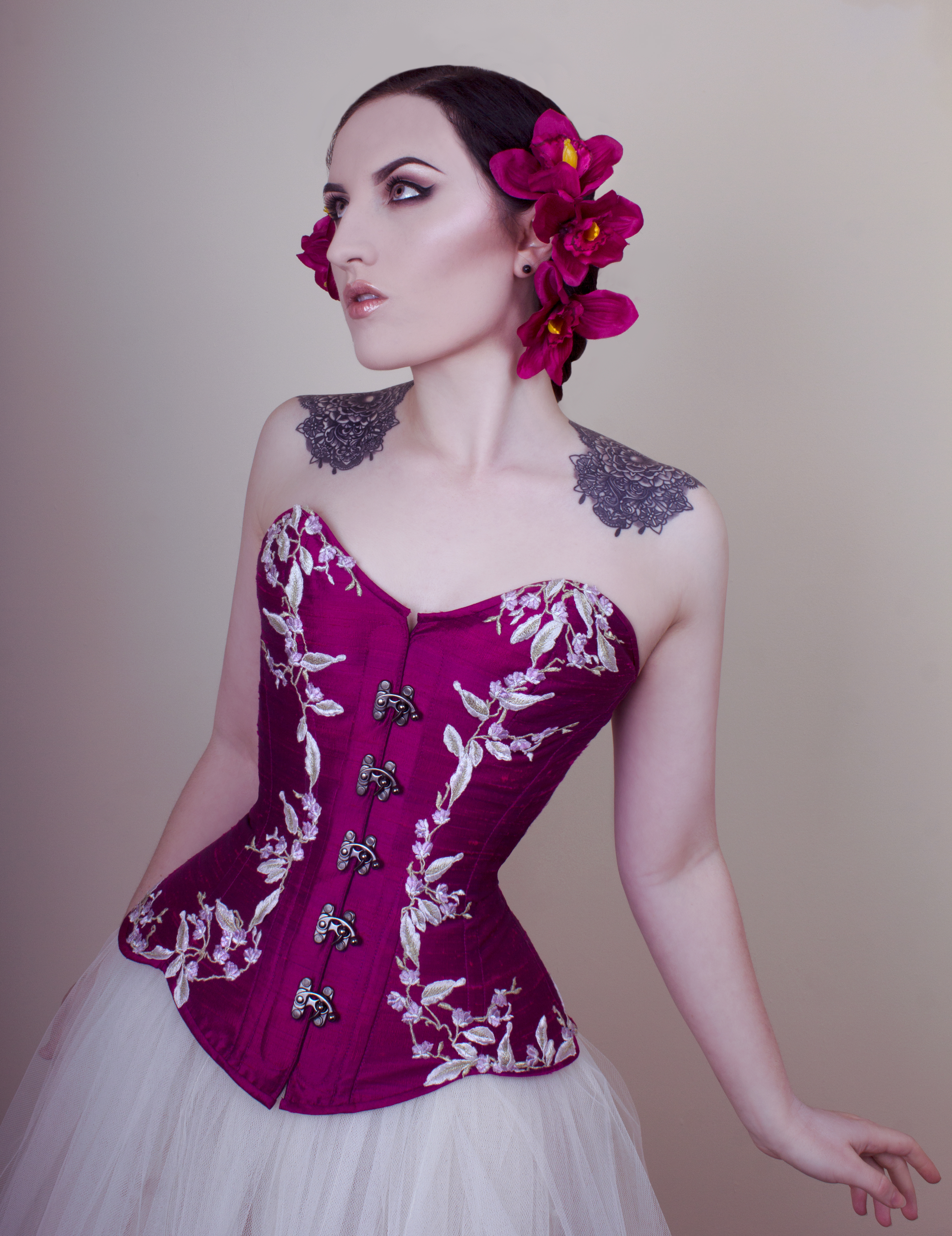 Secret Garden Silk Dupion Corset - Powdered and Waisted